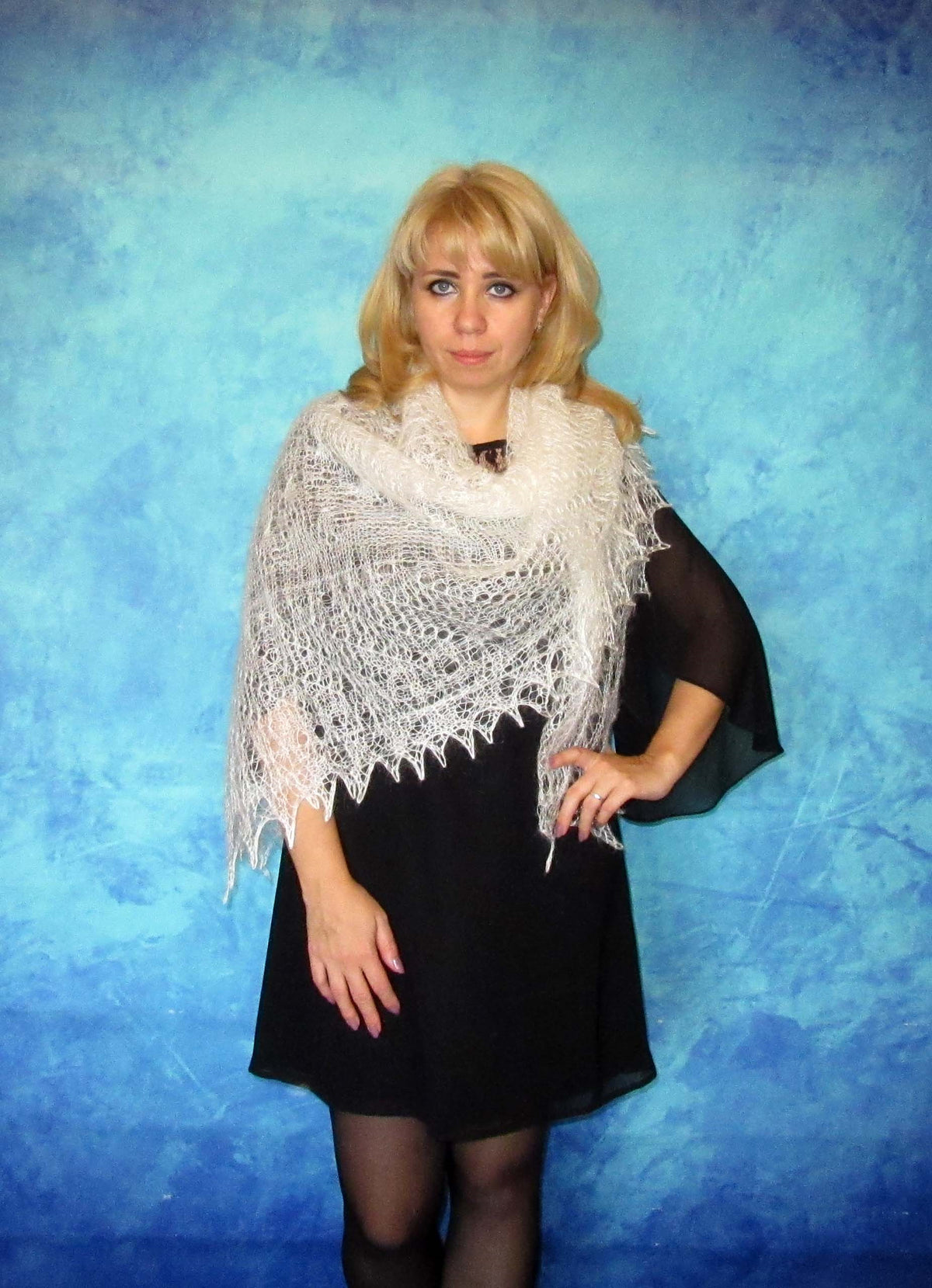 Gestrickter Ziegenflaum Schal Orenburger Schal Shawl Scarf Strick Stola Handmade