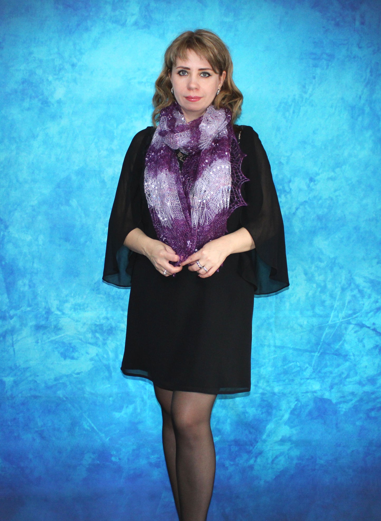 Gestrickter Ziegenflaum Schal Orenburger Schal Shawl Scarf mit Stikerei Handmade