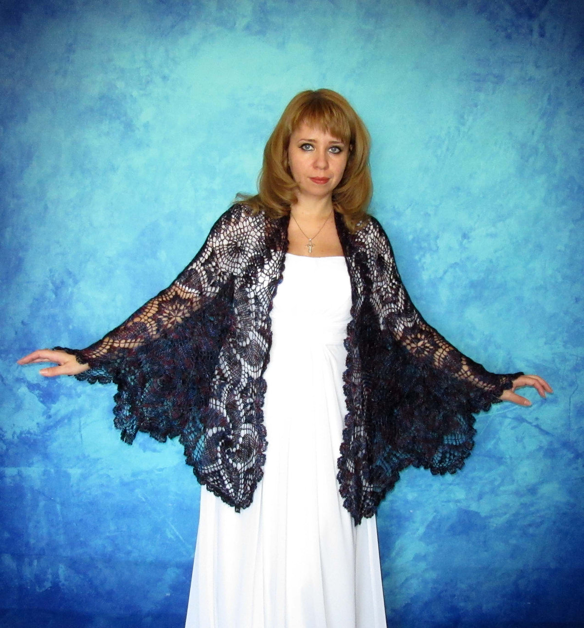 Orenburger Schal Gestrickter Ziegenflaum Schal Umhängetuch Pelerina Shawl Scharf