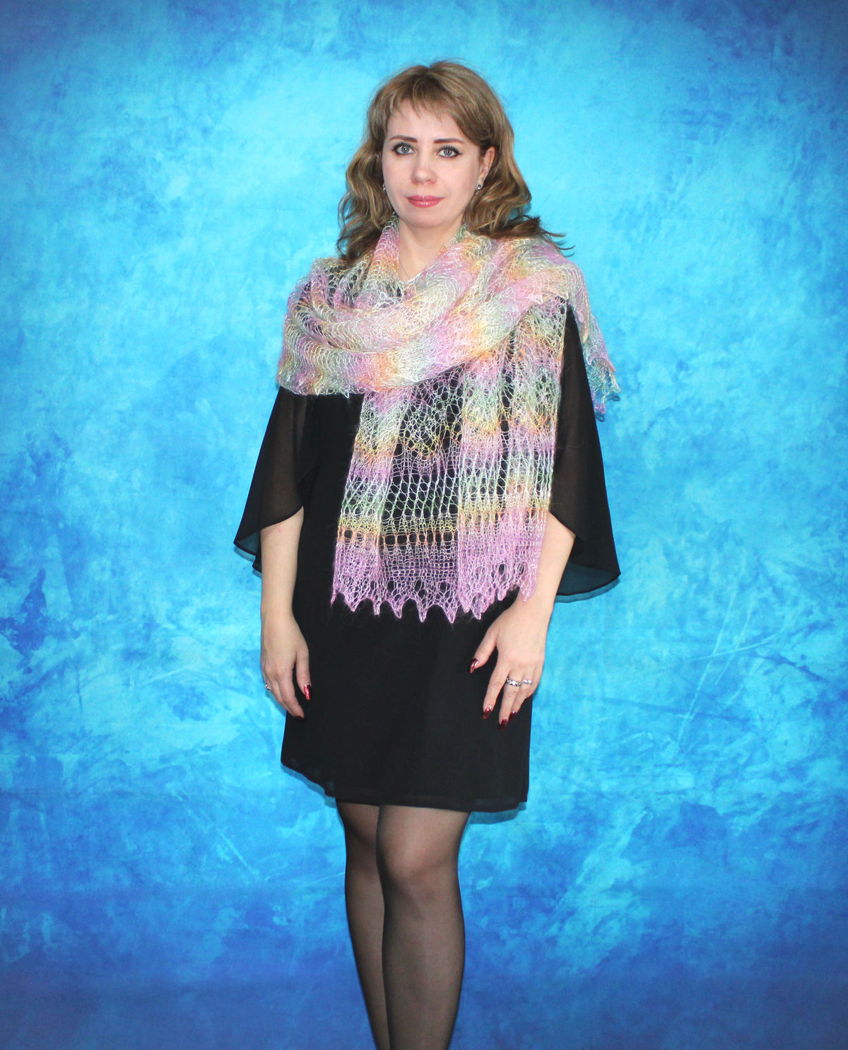 Gestrickter Ziegenflaum Schal Orenburger Schal Shawl Scarf Strick Stola Handmade