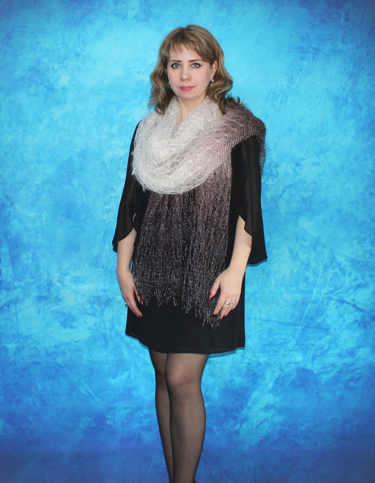 Gestrickter Ziegenflaum Schal Orenburger Schal Shawl Scarf Strick Stola Handmade