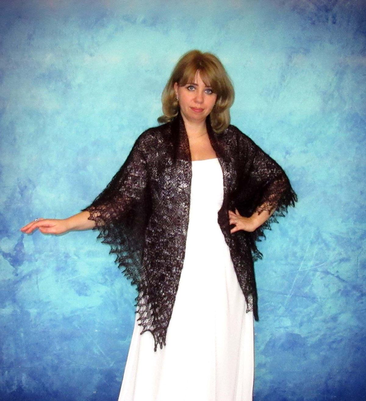 Gestrickter Ziegenflaum Schal Orenburger Schal Shawl Scarf Strick Stola Handmade