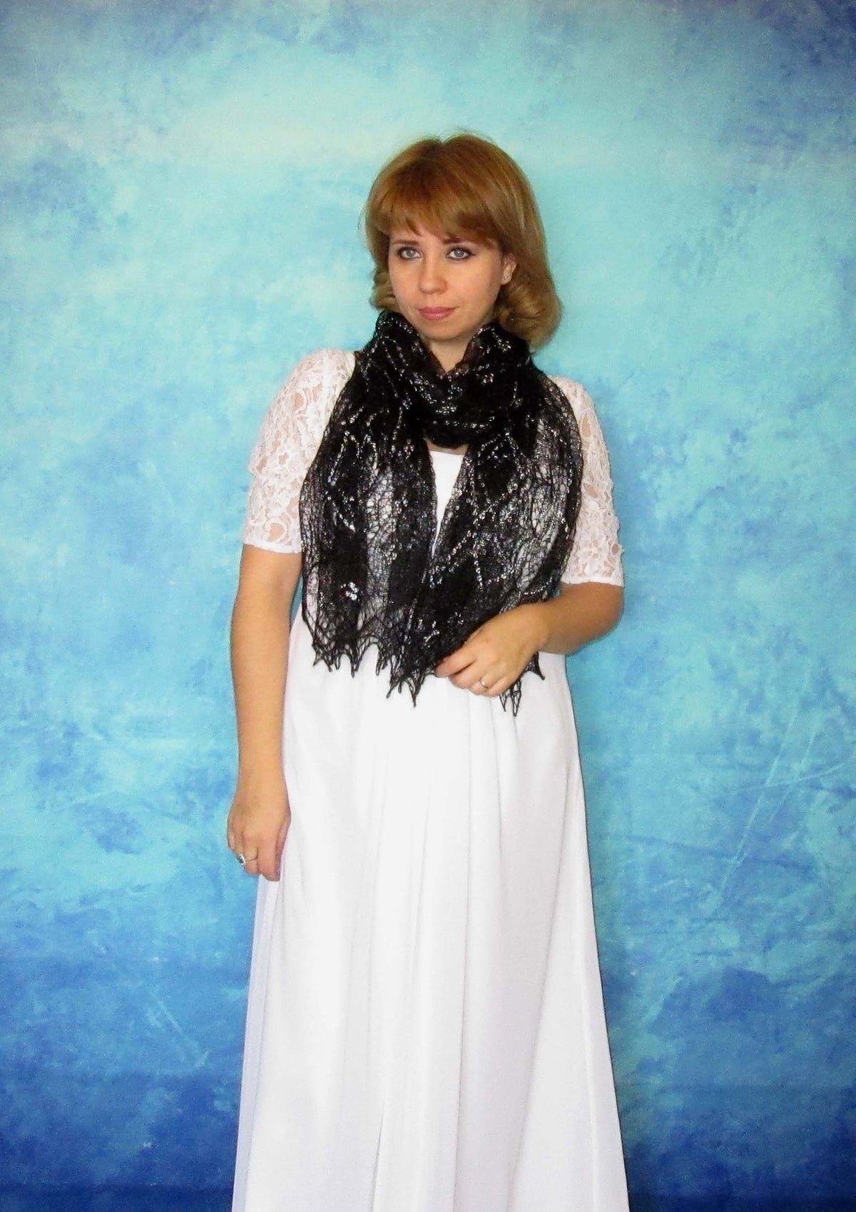 Gestrickter Ziegenflaum Schal Orenburger Schal Shawl Scarf Strick Stola Handmade