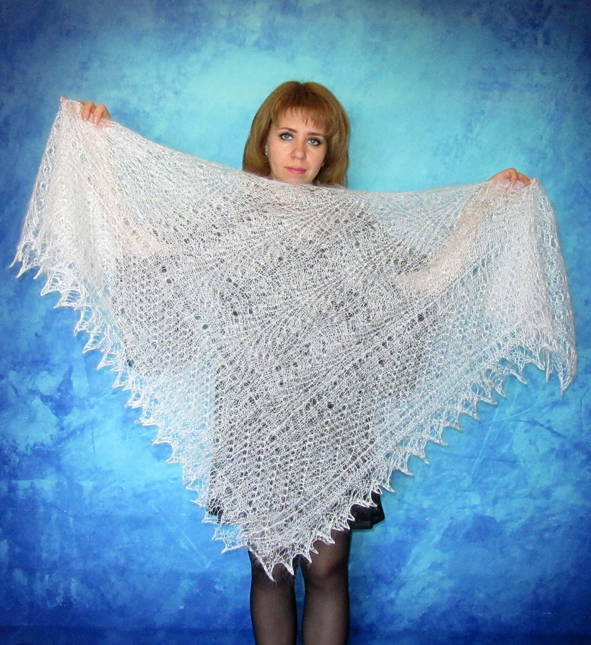 Gestrickter Ziegenflaum Schal Orenburger Schal Shawl Scarf Strick Stola Handmade