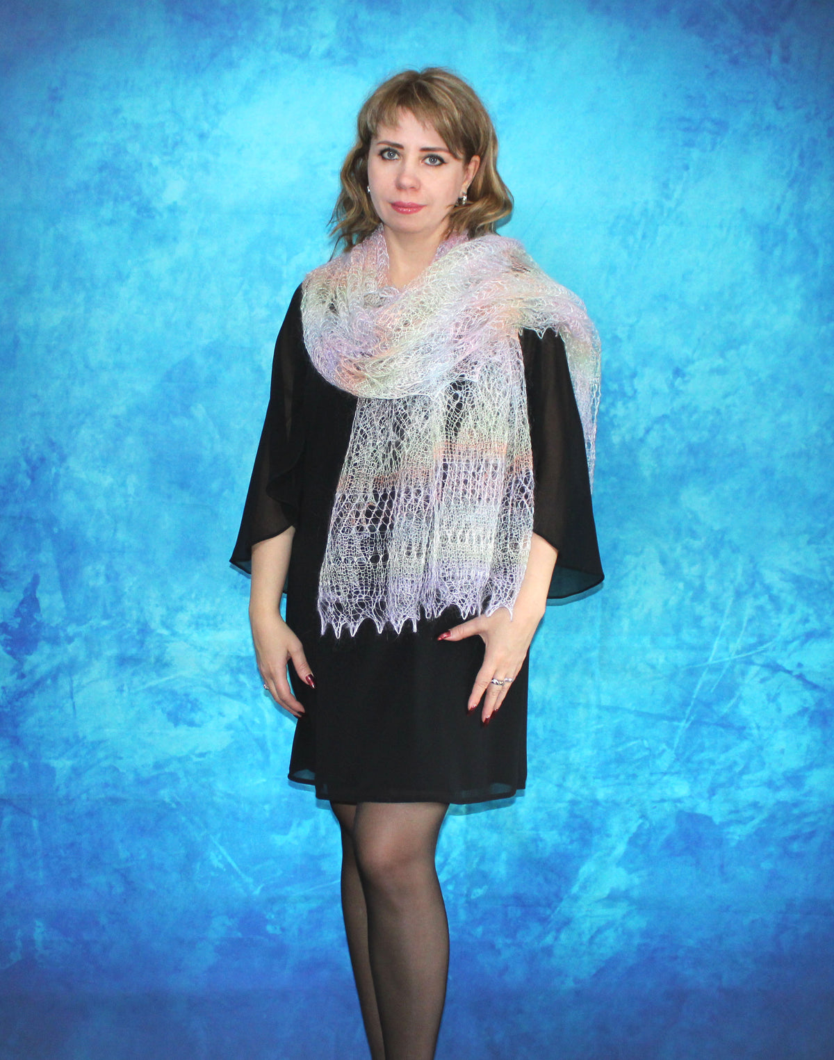 Gestrickter Ziegenflaum Schal Orenburger Schal Shawl Scarf Strick Stola Handmade