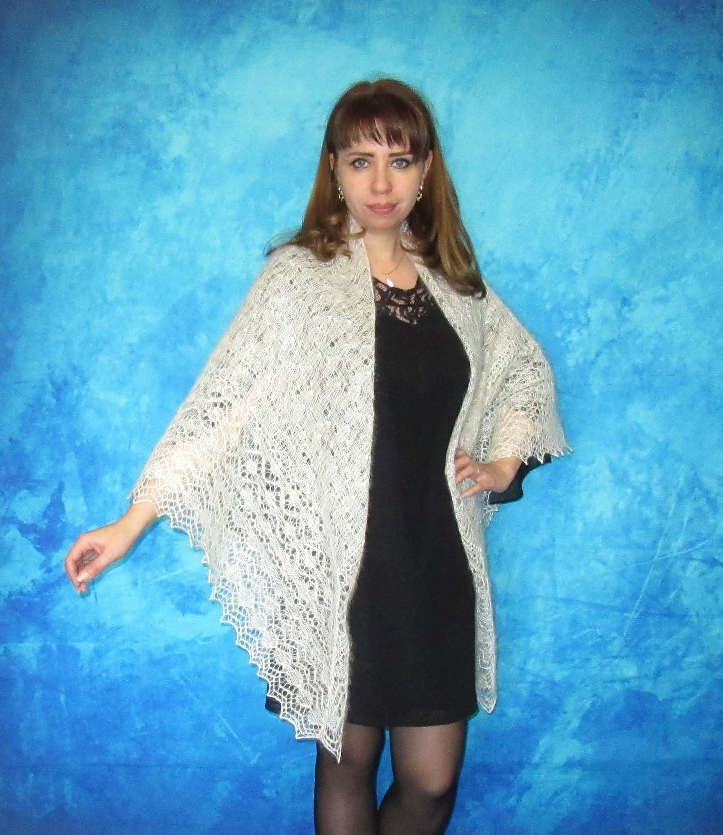 Gestrickter Ziegenflaum Schal Orenburger Schal Shawl Scarf Strick Stola Handmade