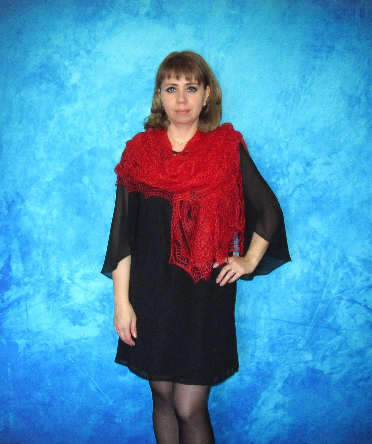 Gestrickter Ziegenflaum Schal Orenburger Schal Shawl Scarf Strick Stola Handmade