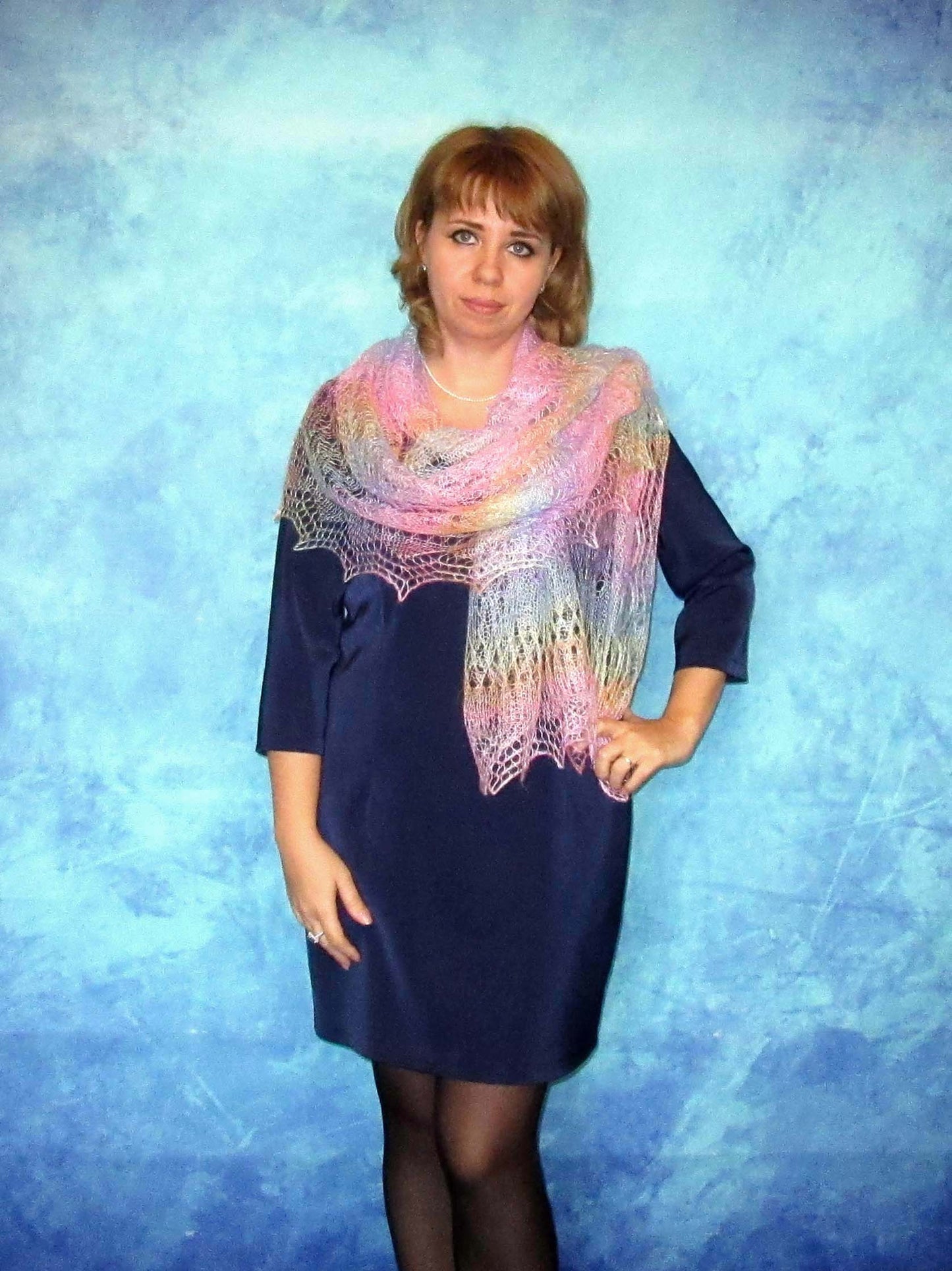 Gestrickter Ziegenflaum Schal Orenburger Schal Shawl Scarf Strick Stola Handmade