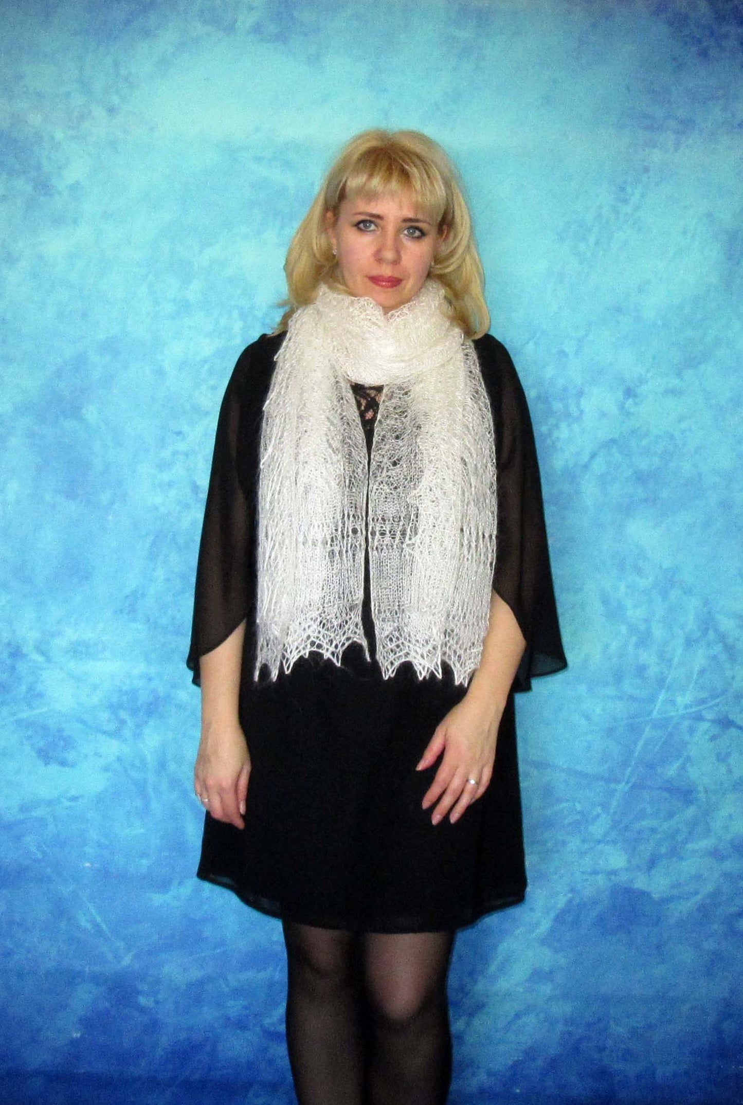 Gestrickter Ziegenflaum Schal Orenburger Schal Shawl Scarf Strick Stola Handmade