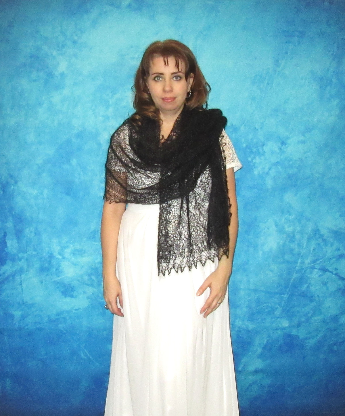 Gestrickter Ziegenflaum Schal Orenburger Schal Shawl Scarf Strick Stola Handmade