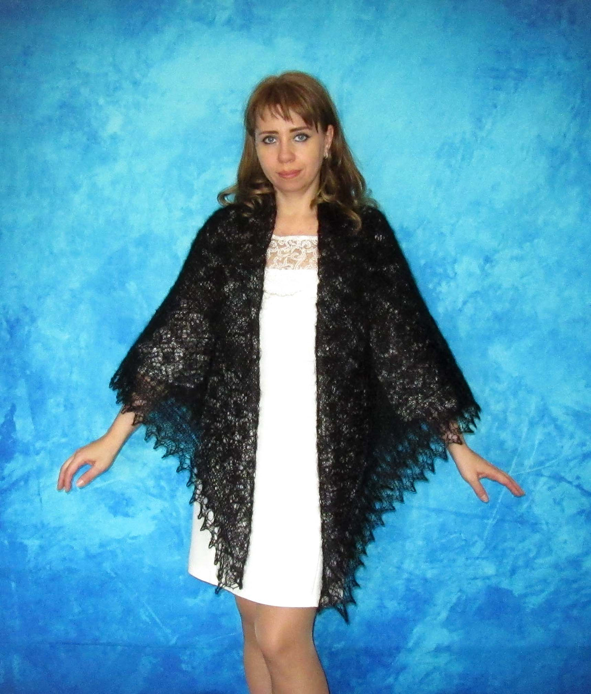 Gestrickter Ziegenflaum Schal Orenburger Schal Shawl Scarf Strick Stola Handmade