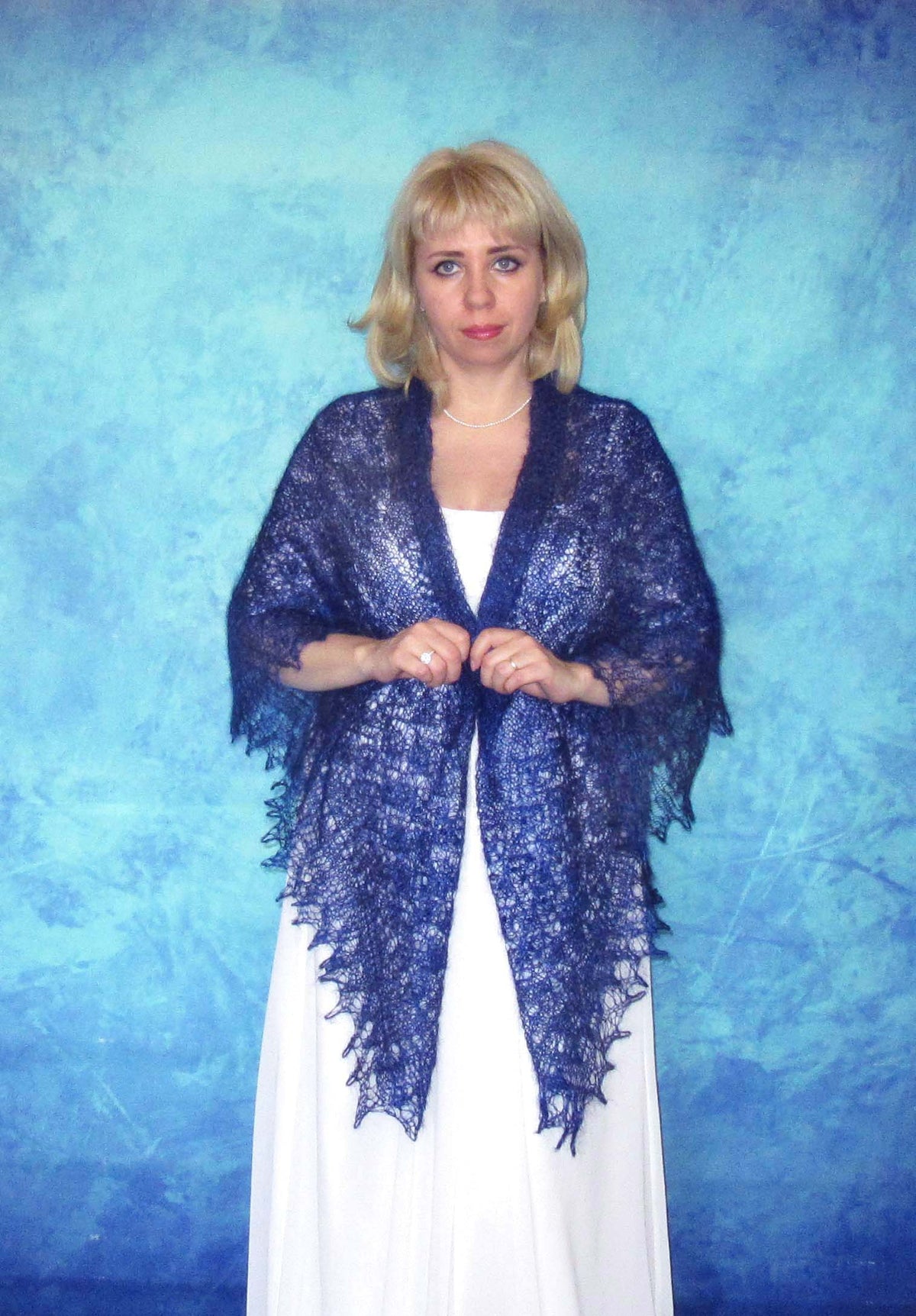 Gestrickter Ziegenflaum Schal Orenburger Schal Shawl Scarf Strick Stola Handmade