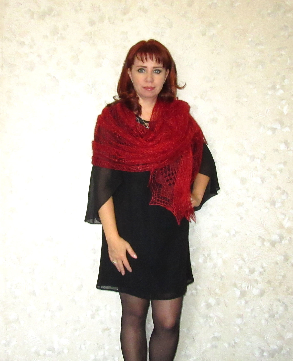 Gestrickter Ziegenflaum Schal Orenburger Schal Shawl Scarf Strick Stola Handmade