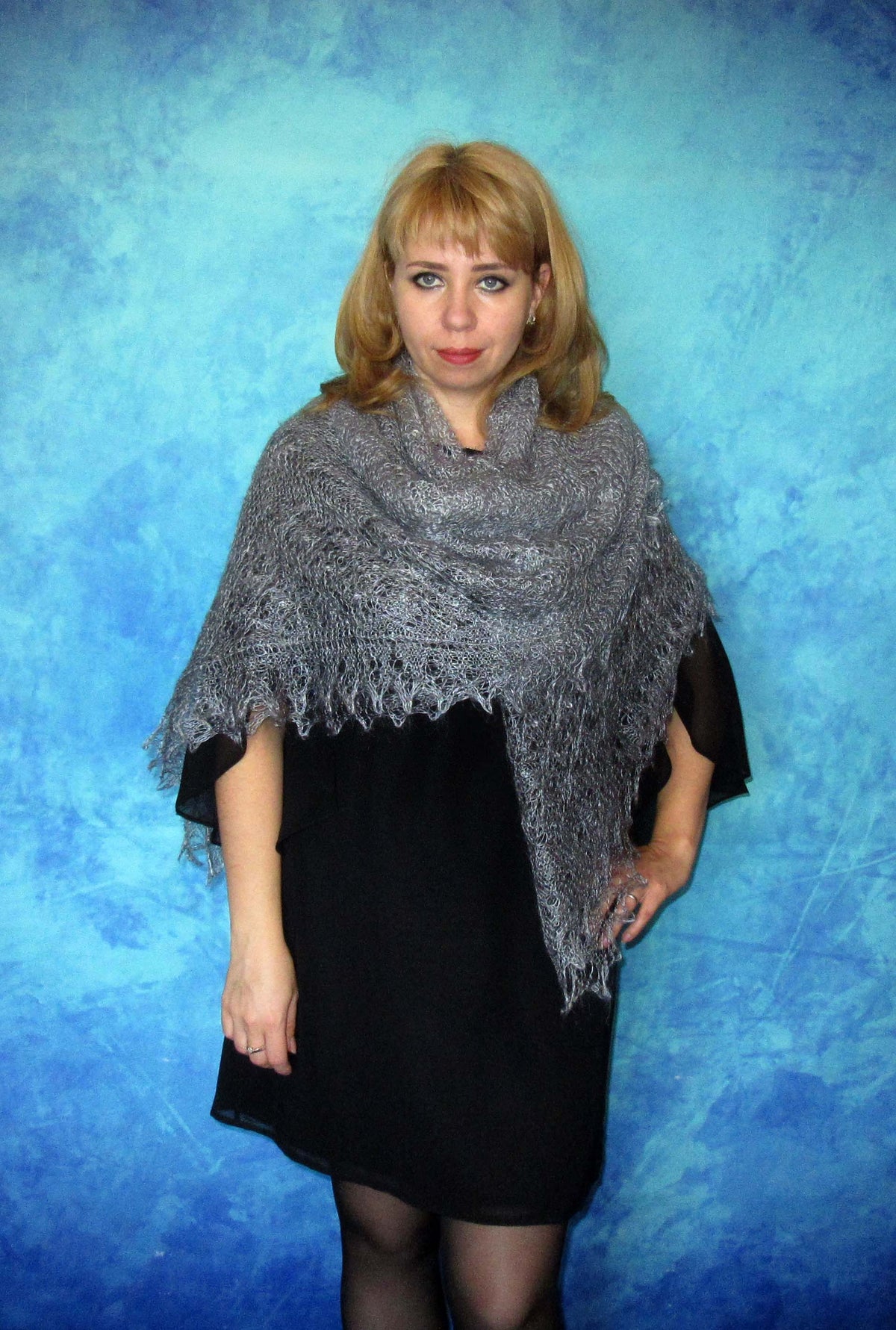 Gestrickter Ziegenflaum Schal Orenburger Schal Shawl Scarf Strick Stola Handmade