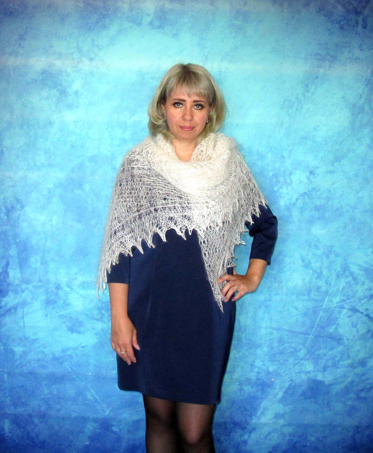 Gestrickter Ziegenflaum Schal Orenburger Schal Shawl Scarf Strick Stola Handmade