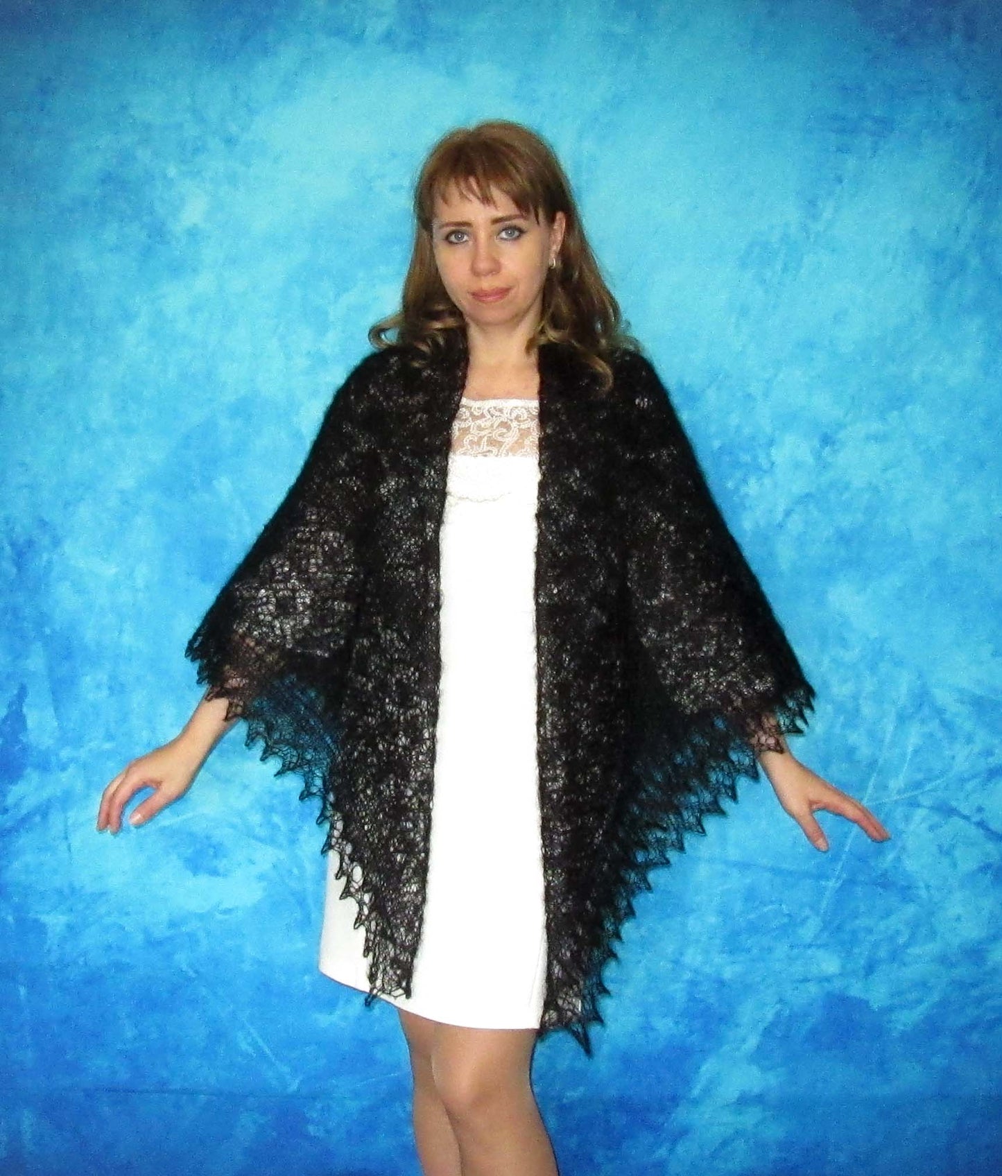 Gestrickter Ziegenflaum Schal Orenburger Schal Shawl Scarf Strick Stola Handmade