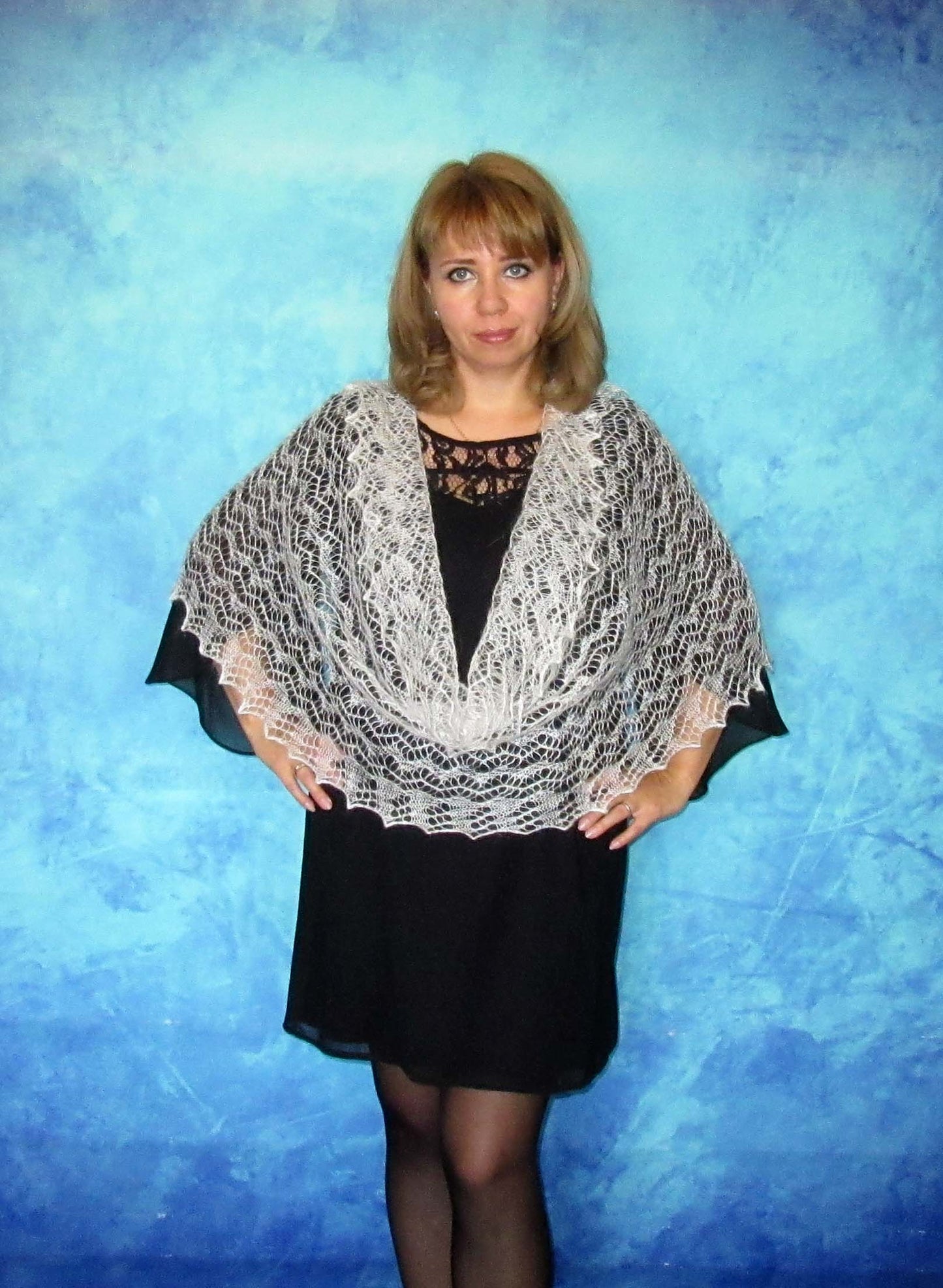 Gestrickter Ziegenflaum Schal Orenburger Schal Shawl Scarf Strick Stola Handmade