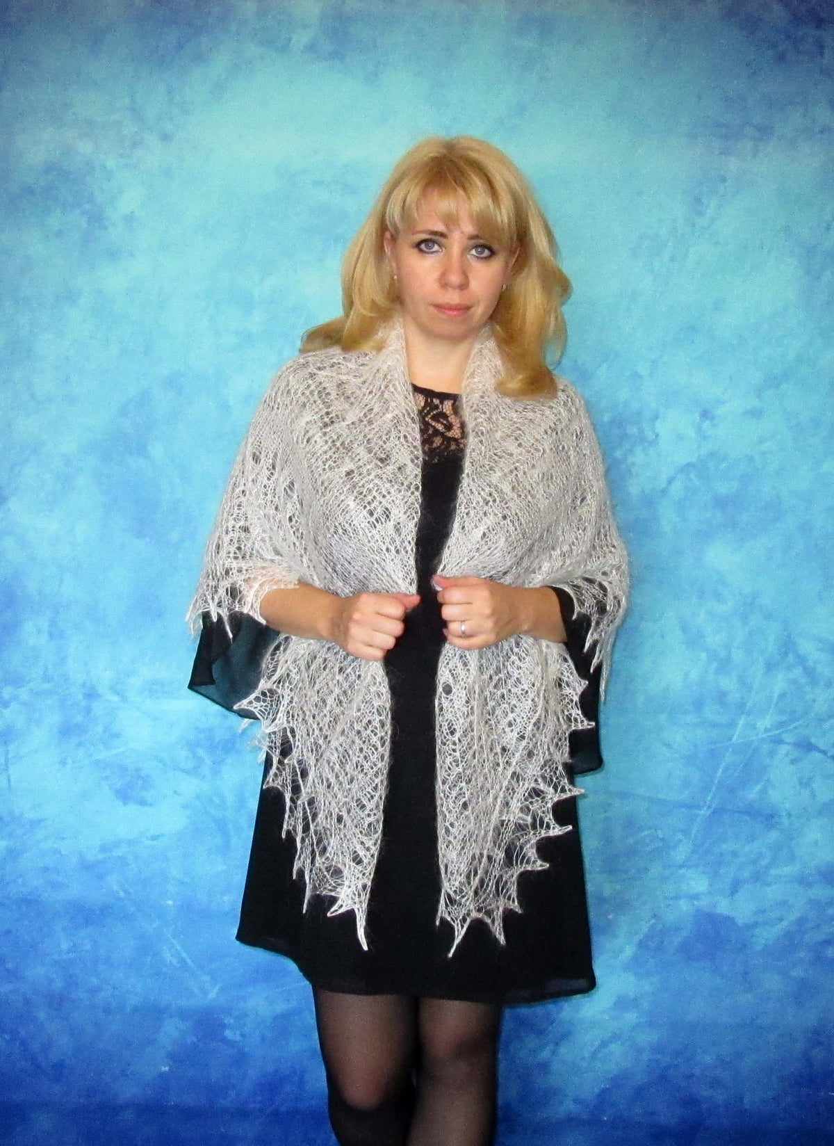 Gestrickter Ziegenflaum Schal Orenburger Schal Shawl Scarf Strick Stola Handmade