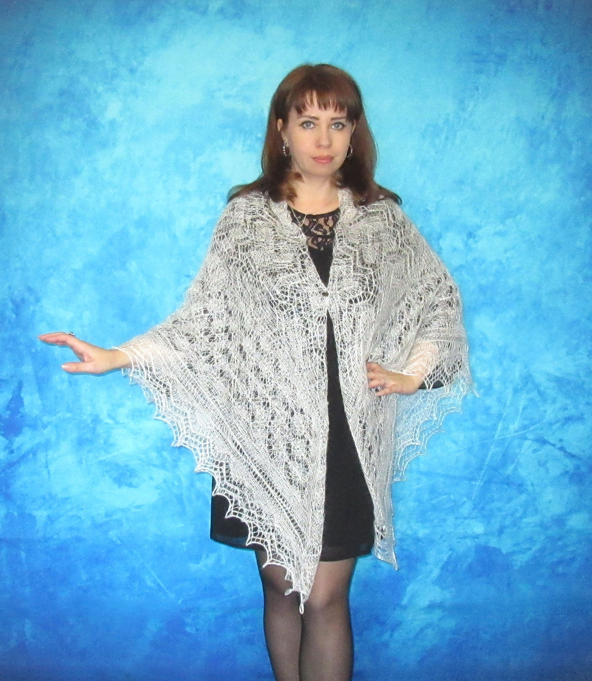 Gestrickter Ziegenflaum Schal Orenburger Schal Shawl Scarf Strick Stola Handmade