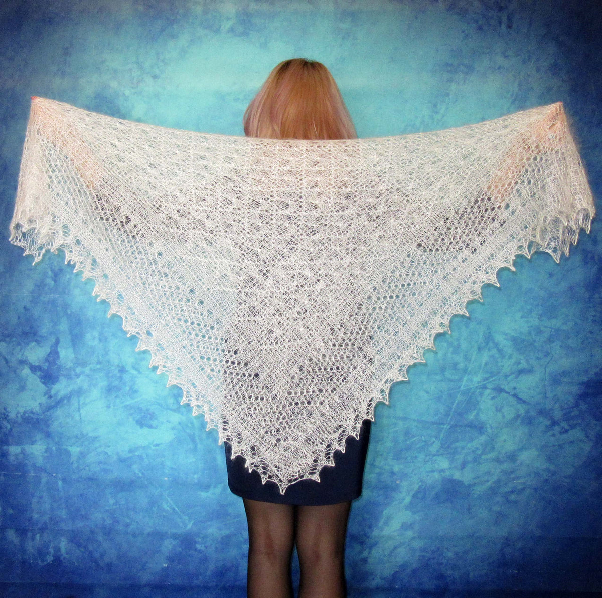 Gestrickter Ziegenflaum Schal Orenburger Schal Shawl Scarf Strick Stola Handmade
