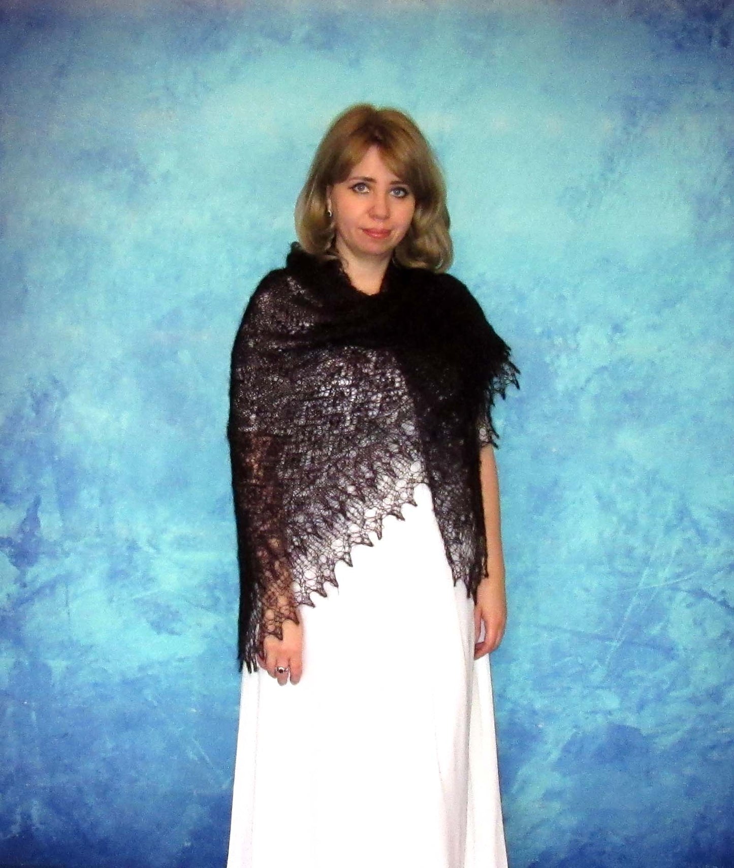 Gestrickter Ziegenflaum Schal Orenburger Schal Shawl Scarf Strick Stola Handmade