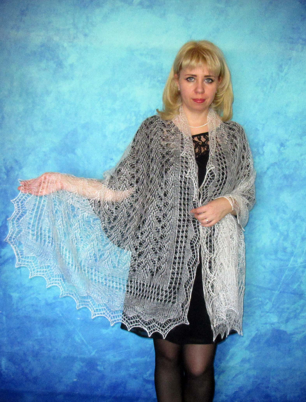 Gestrickter Ziegenflaum Schal Orenburger Schal Shawl Scarf Strick Stola Handmade