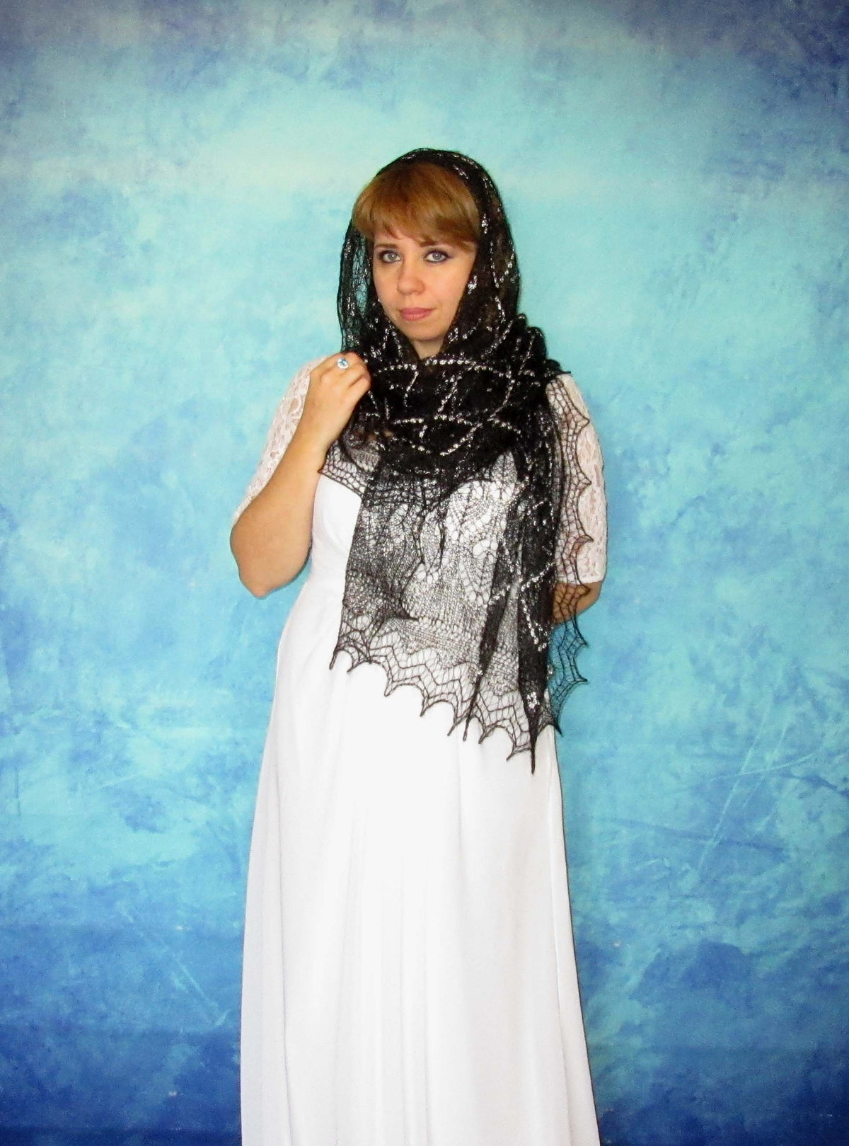 Gestrickter Ziegenflaum Schal Orenburger Schal Shawl Scarf Strick Stola Handmade