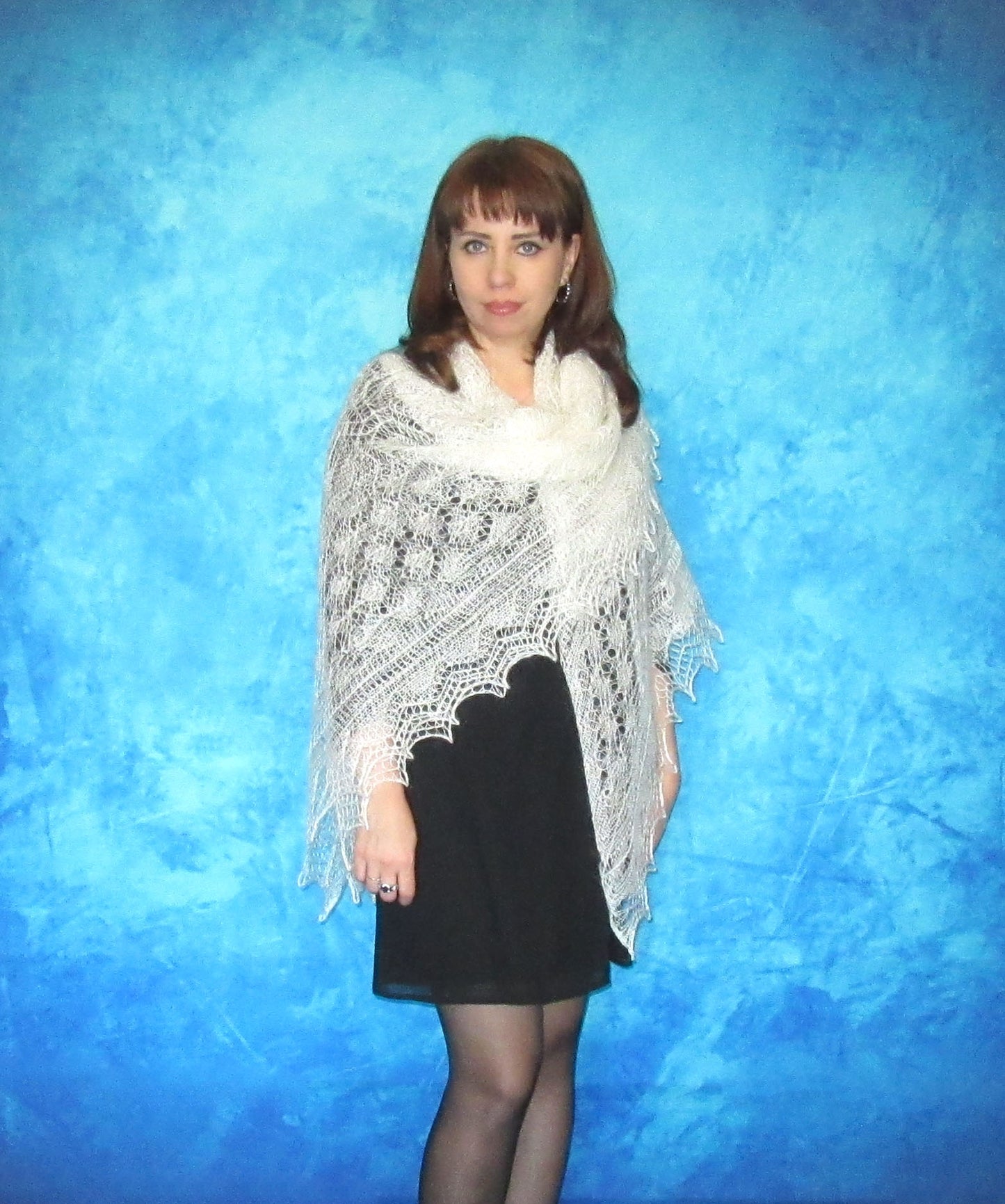 Gestrickter Ziegenflaum Schal Orenburger Schal Shawl Scarf Strick Stola Handmade