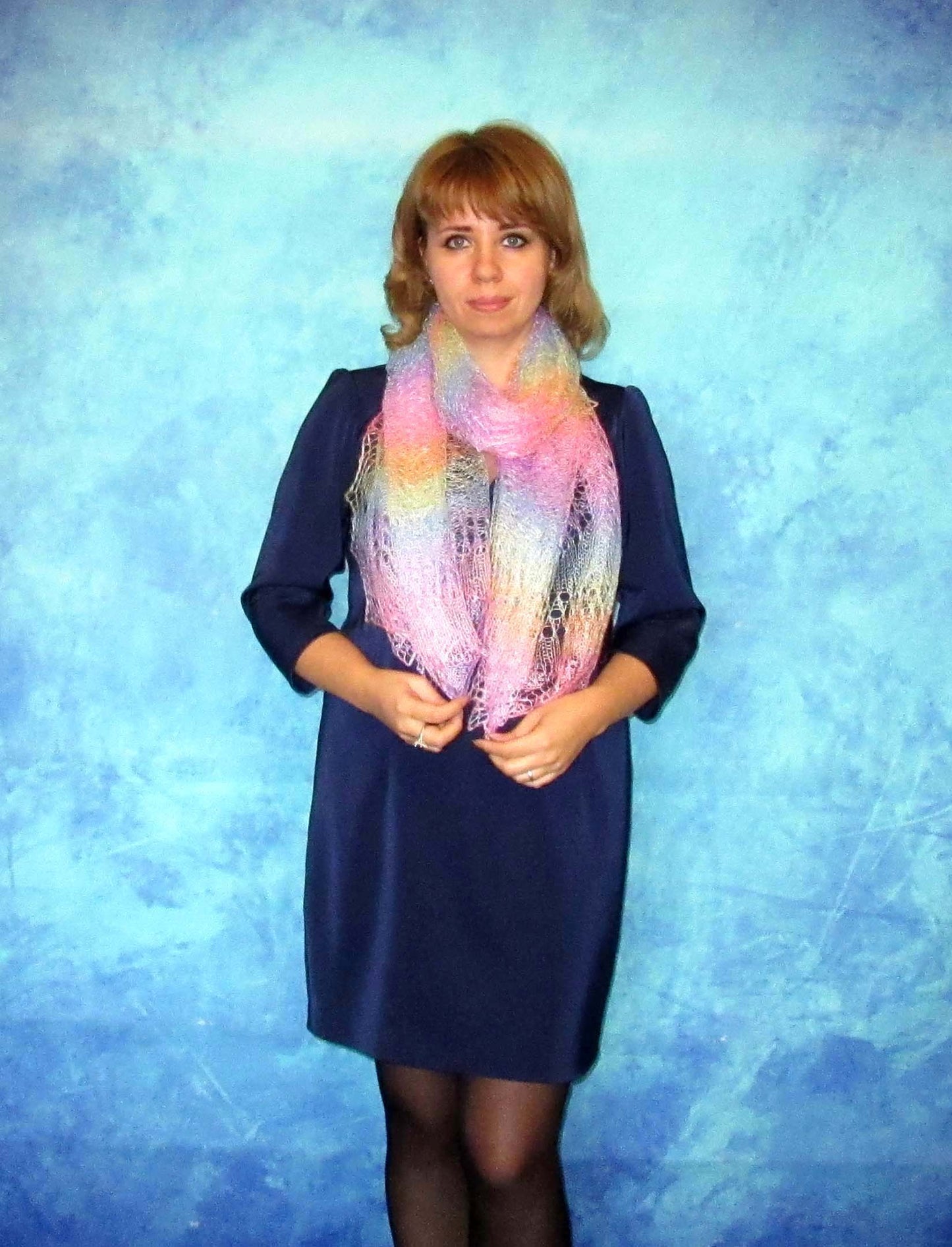 Gestrickter Ziegenflaum Schal Orenburger Schal Shawl Scarf Strick Stola Handmade
