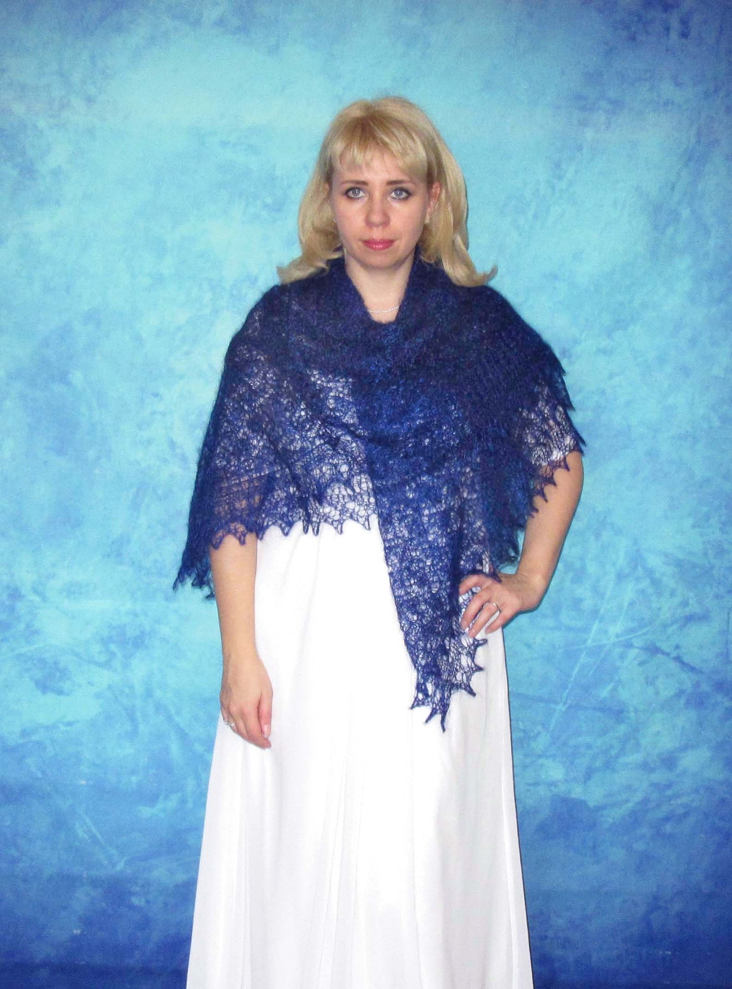 Gestrickter Ziegenflaum Schal Orenburger Schal Shawl Scarf Strick Stola Handmade