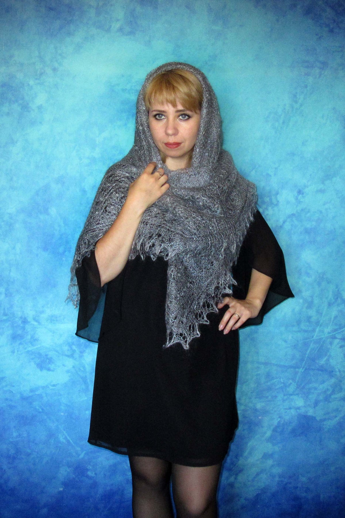 Gestrickter Ziegenflaum Schal Orenburger Schal Shawl Scarf Strick Stola Handmade