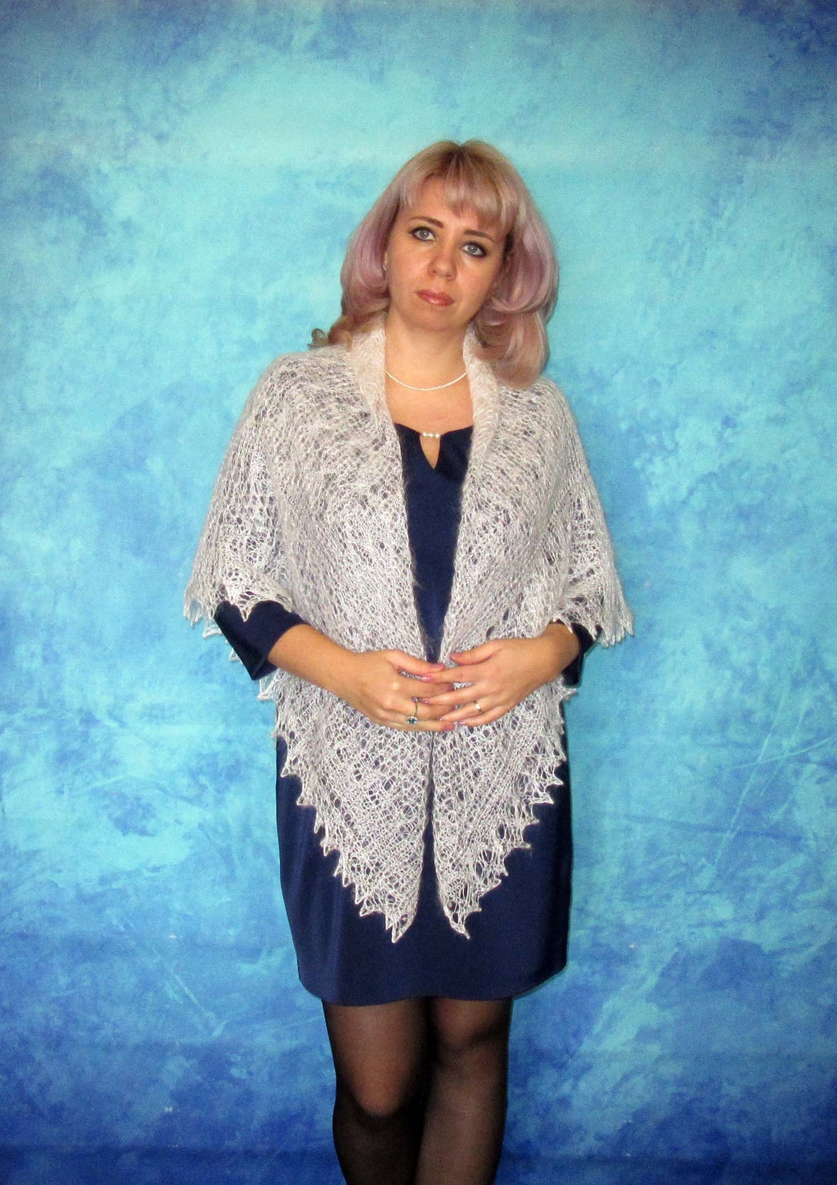Gestrickter Ziegenflaum Schal Orenburger Schal Shawl Scarf Strick Stola Handmade