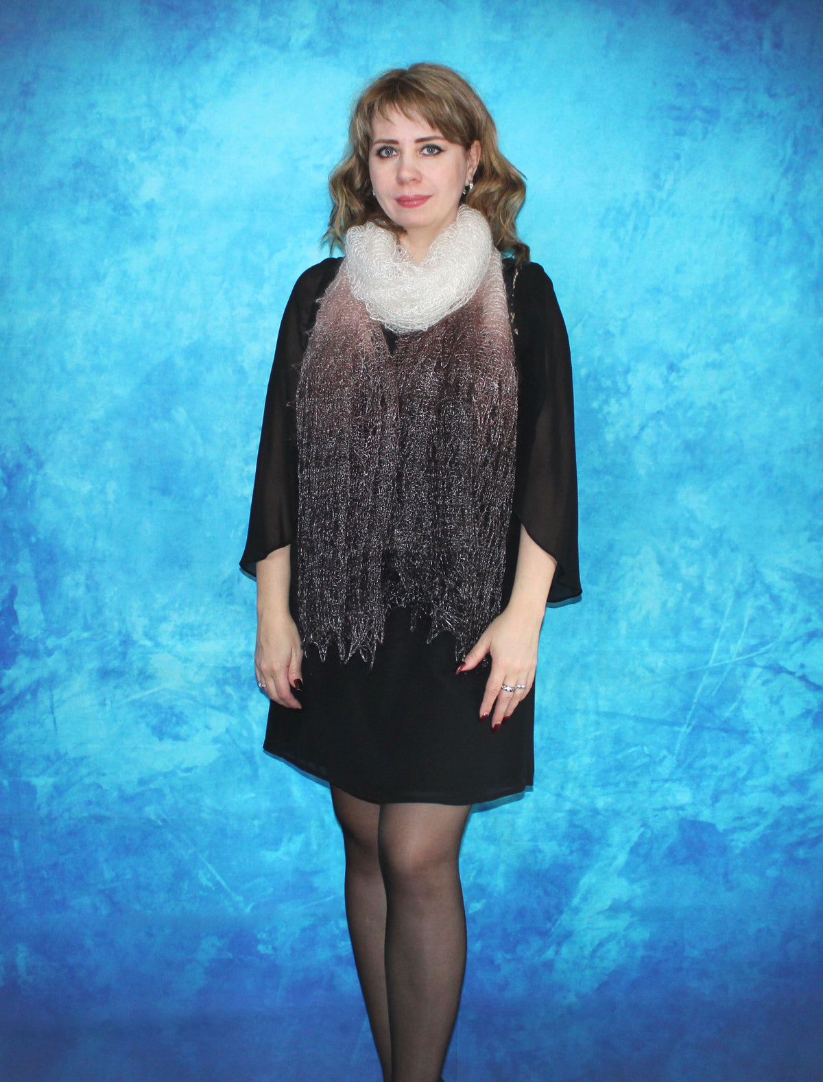 Gestrickter Ziegenflaum Schal Orenburger Schal Shawl Scarf Strick Stola Handmade