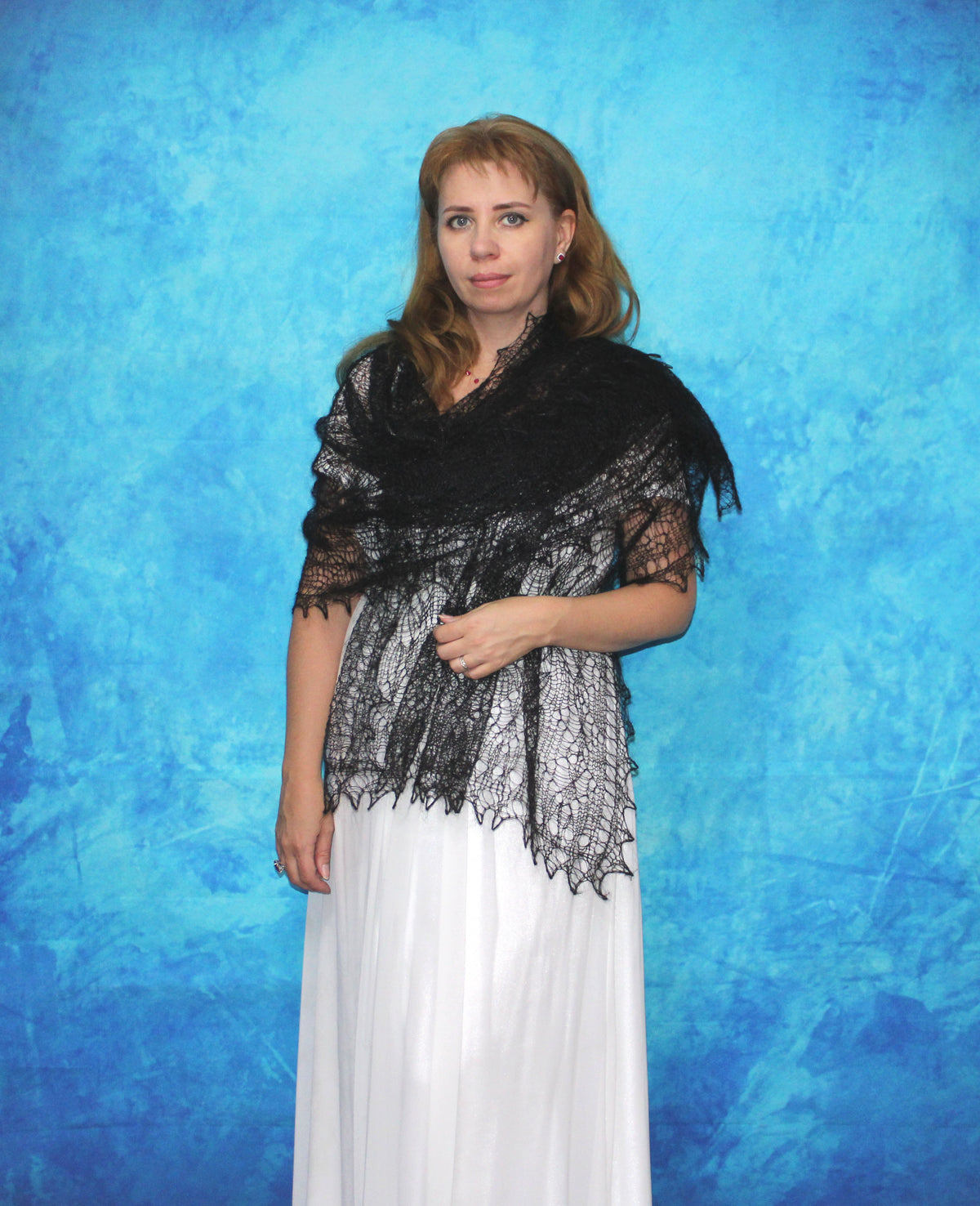 Orenburger Schal Gestrickter Ziegenflaum Schal Shawl Scarf Strick Stola Handmade - Braun