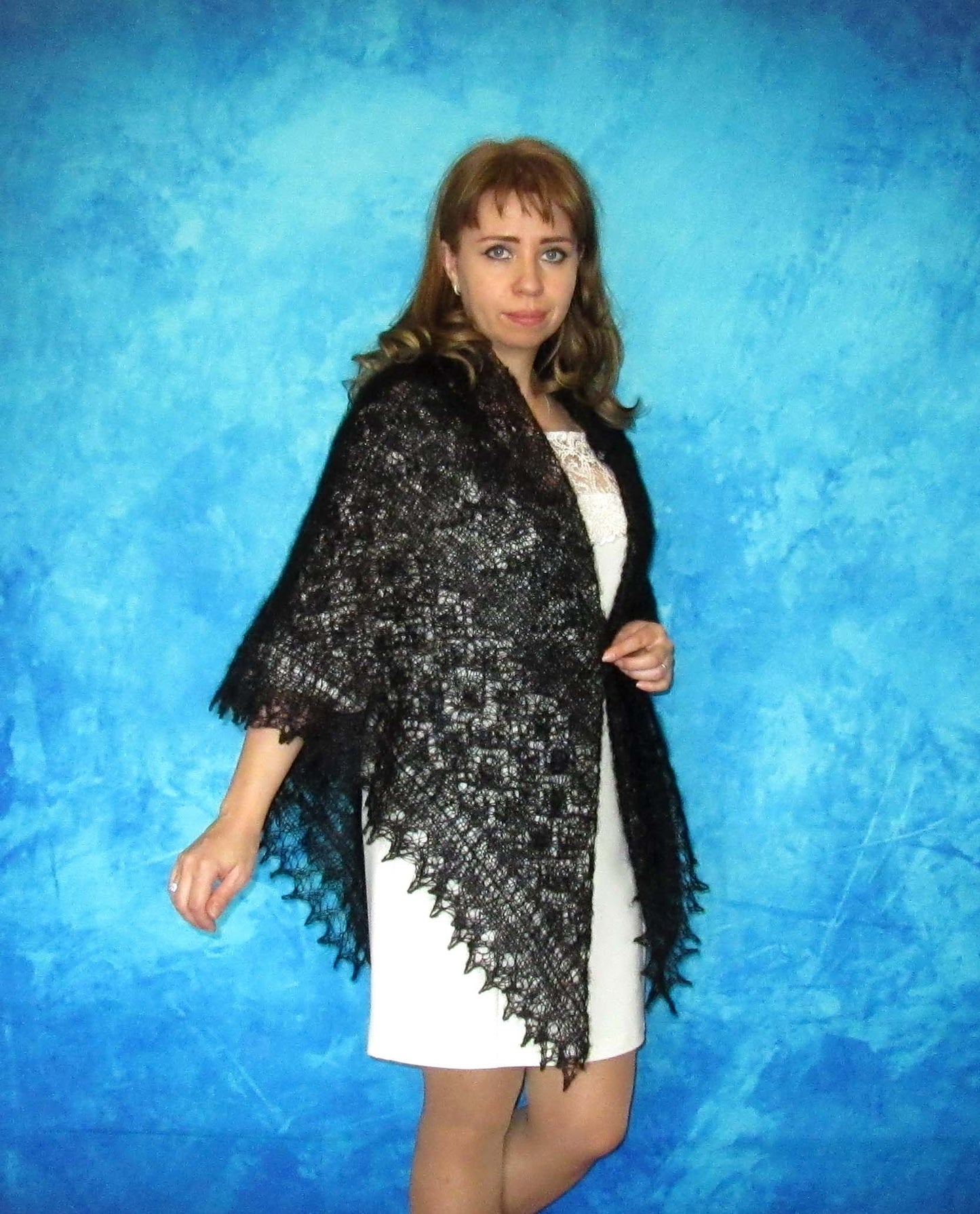 Gestrickter Ziegenflaum Schal Orenburger Schal Shawl Scarf Strick Stola Handmade