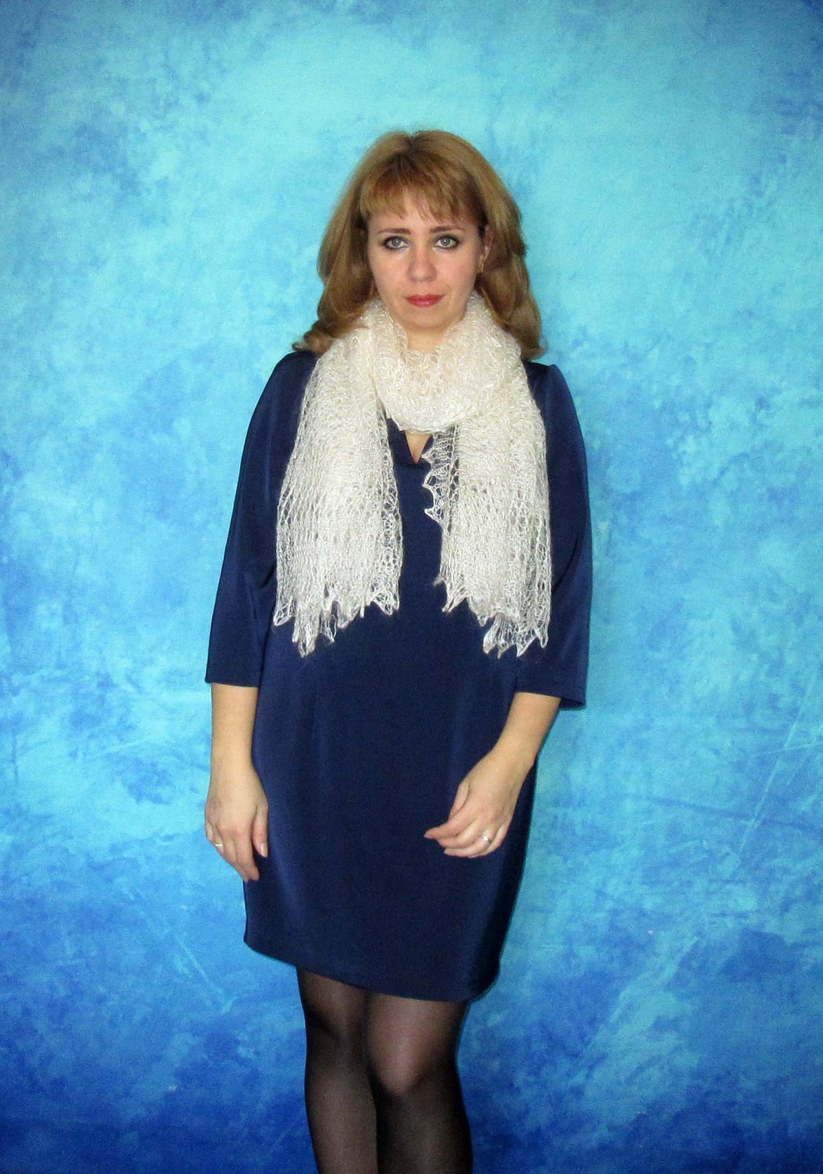 Gestrickter Ziegenflaum Schal Orenburger Schal Shawl Scarf Strick Stola Handmade