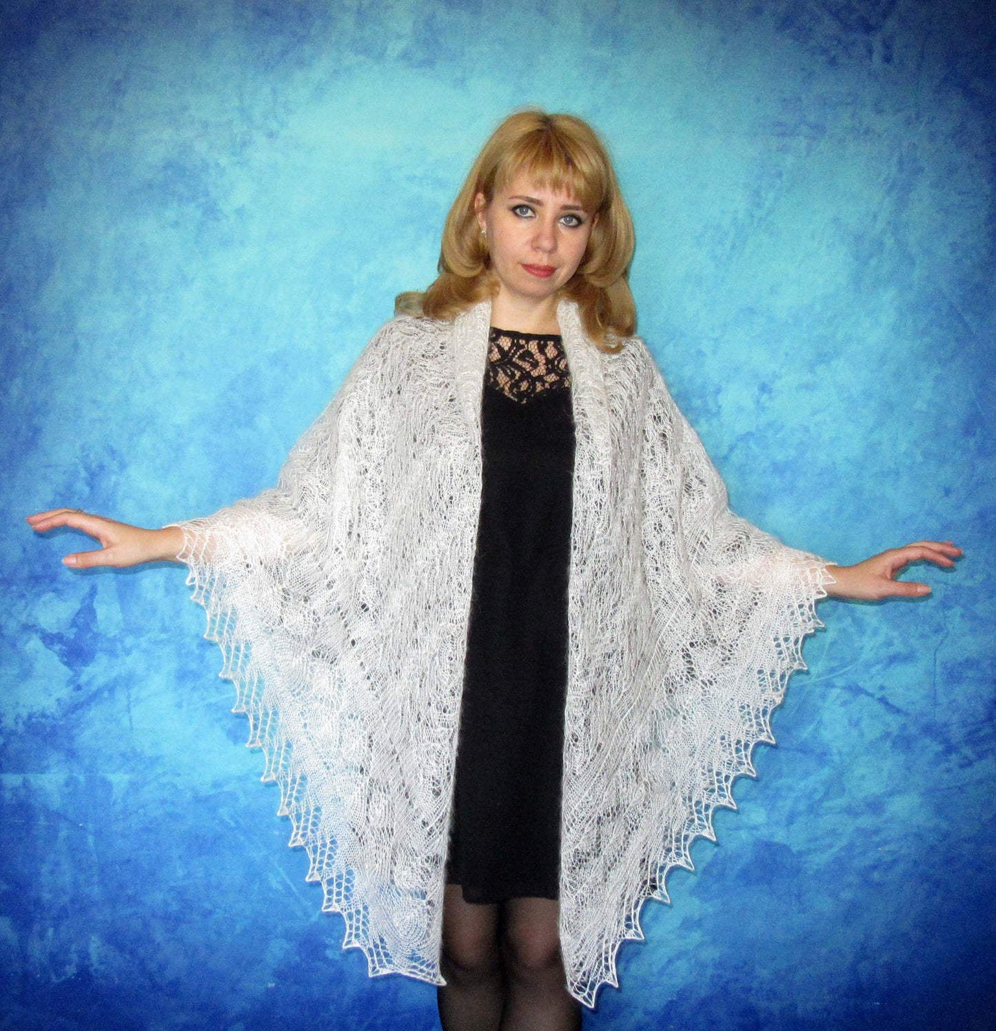 Gestrickter Ziegenflaum Schal Orenburger Schal Shawl Scarf Strick Stola Handmade