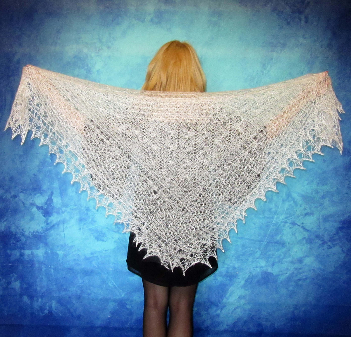 Gestrickter Ziegenflaum Schal Orenburger Schal Shawl Scarf Strick Stola Handmade