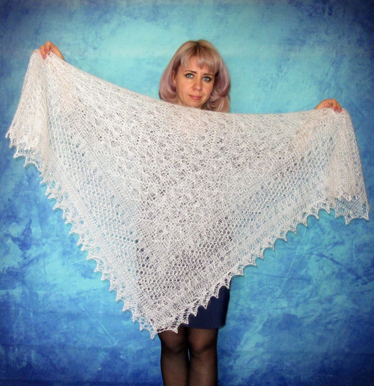Gestrickter Ziegenflaum Schal Orenburger Schal Shawl Scarf Strick Stola Handmade
