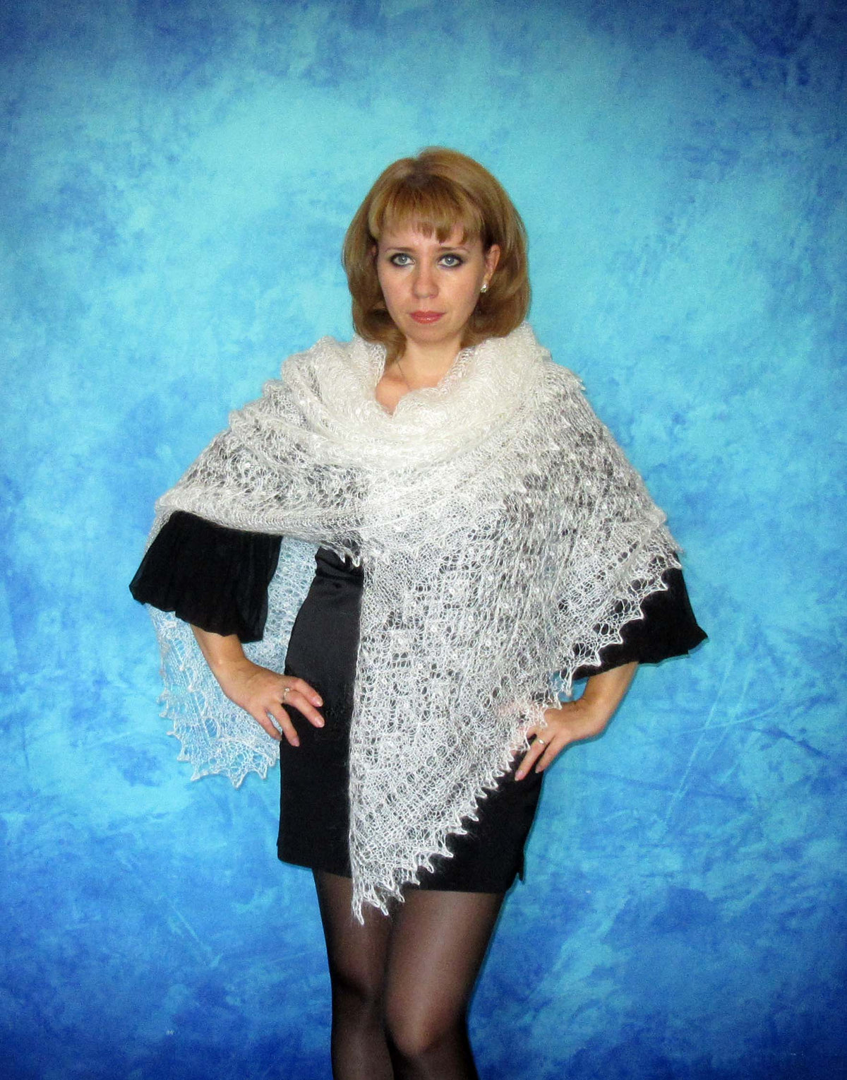 Gestrickter Ziegenflaum Schal Orenburger Schal Shawl Scarf Strick Stola Handmade