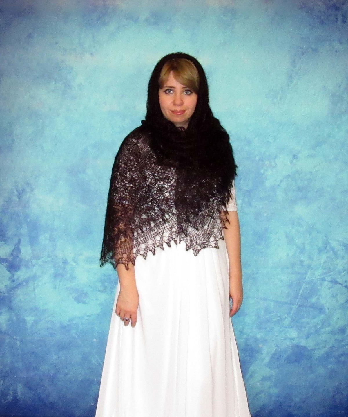 Orenburger Schal Gestrickter Ziegenflaum Schal Shawl Scarf Strick Stola Handmade