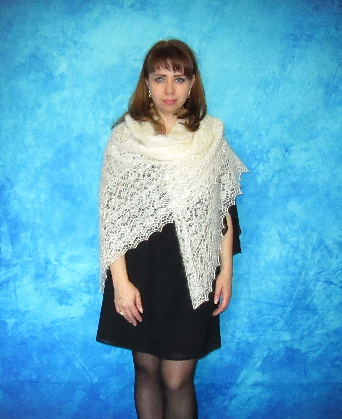 Gestrickter Ziegenflaum Schal Orenburger Schal Shawl Scarf Strick Stola Handmade