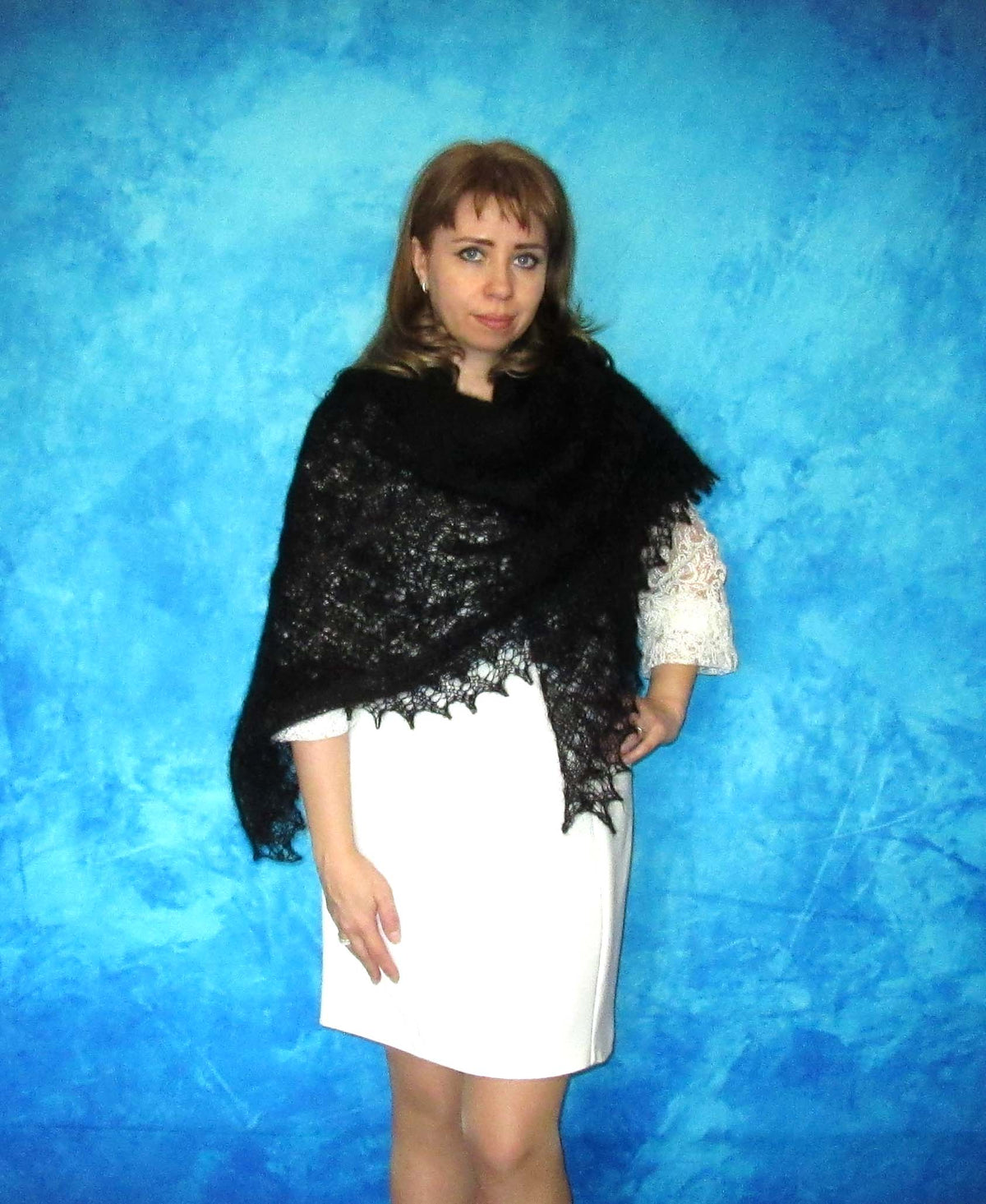 Gestrickter Ziegenflaum Schal Orenburger Schal Shawl Scarf Strick Stola Handmade
