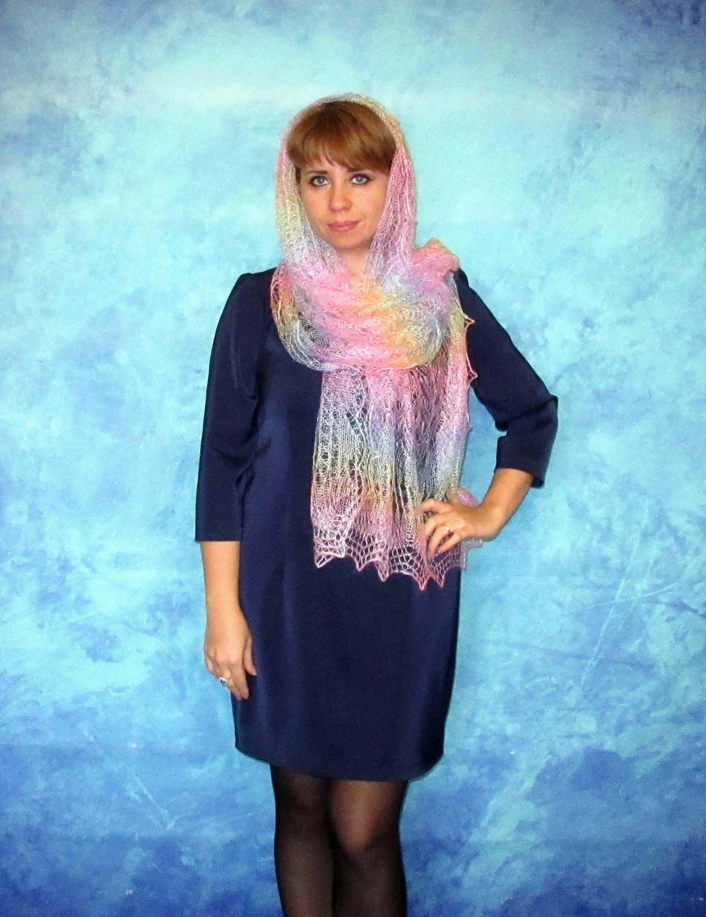 Gestrickter Ziegenflaum Schal Orenburger Schal Shawl Scarf Strick Stola Handmade