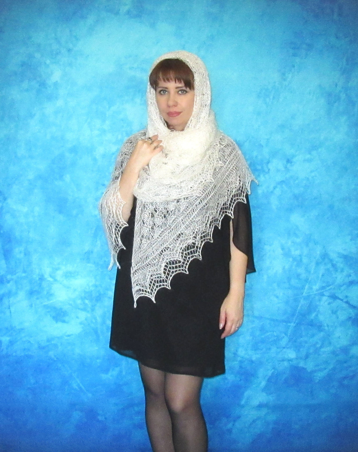 Gestrickter Ziegenflaum Schal Orenburger Schal Shawl Scarf Strick Stola Handmade