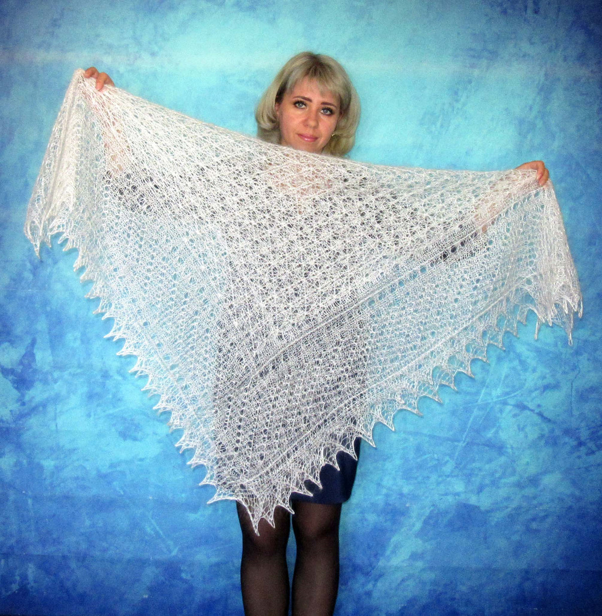 Gestrickter Ziegenflaum Schal Orenburger Schal Shawl Scarf Strick Stola Handmade