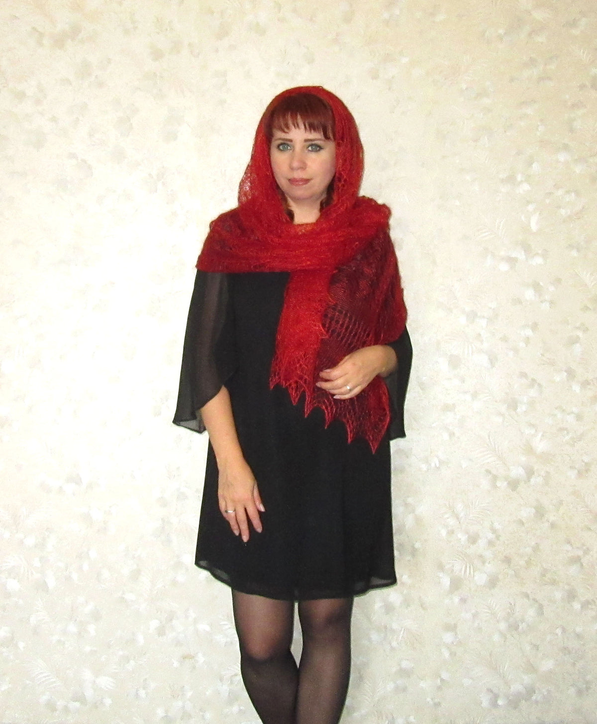 Gestrickter Ziegenflaum Schal Orenburger Schal Shawl Scarf Strick Stola Handmade