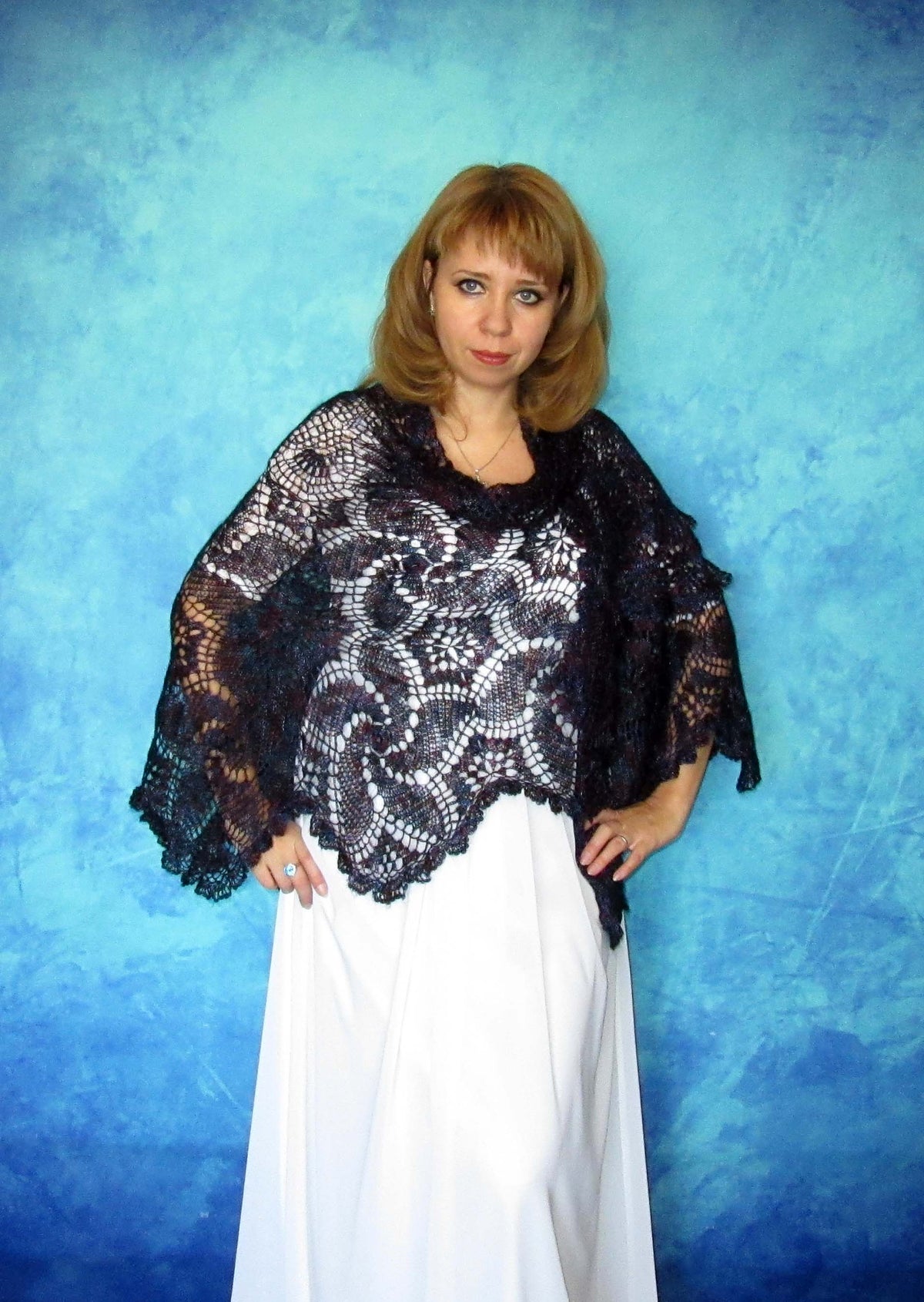 Orenburger Schal Gestrickter Ziegenflaum Schal Umhängetuch Pelerina Shawl Scharf