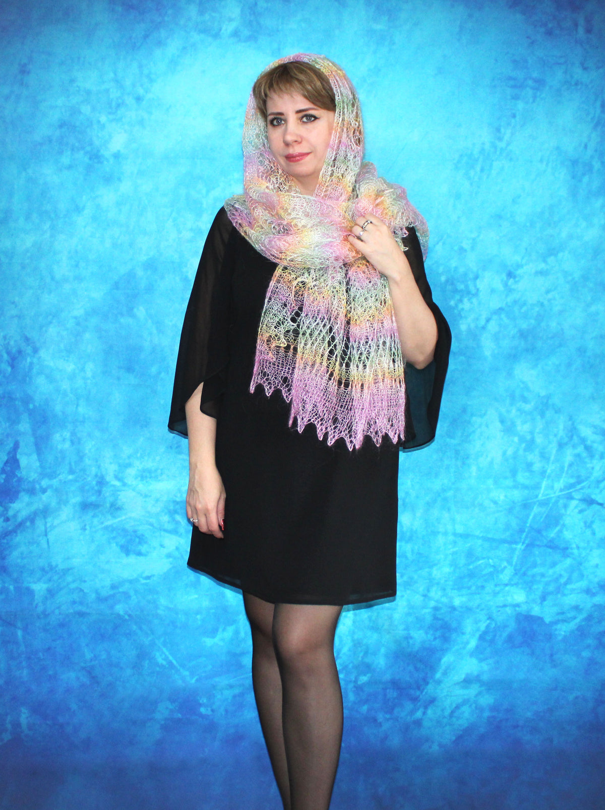 Gestrickter Ziegenflaum Schal Orenburger Schal Shawl Scarf Strick Stola Handmade