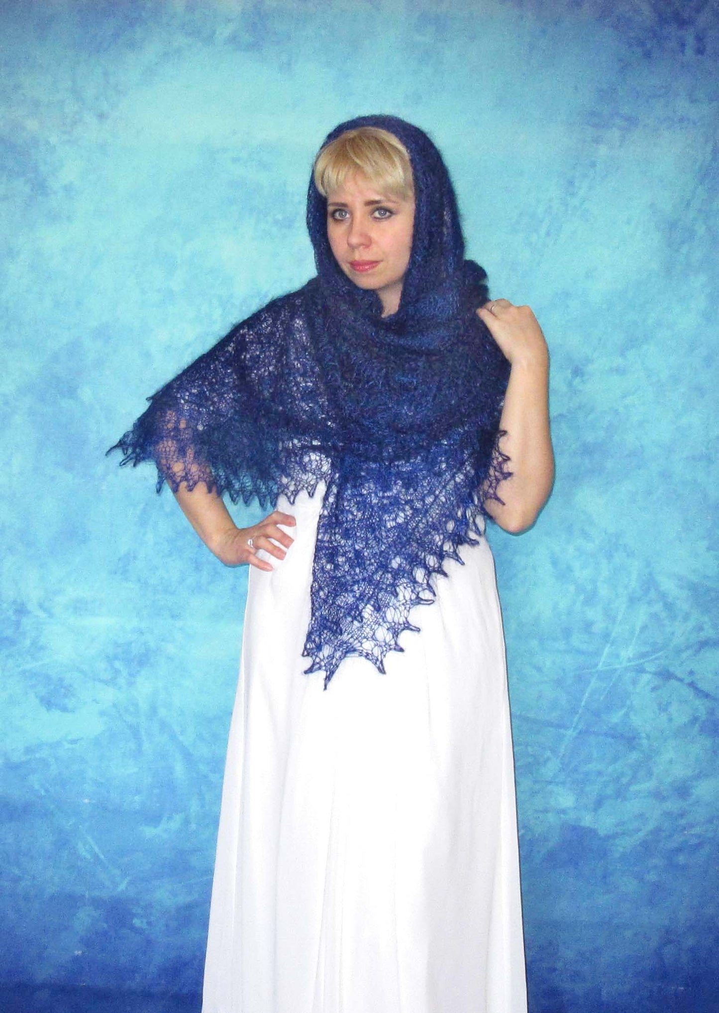 Gestrickter Ziegenflaum Schal Orenburger Schal Shawl Scarf Strick Stola Handmade
